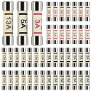 Xiatiaosann 42 個 3 つの値 6.3 x 25 mm 0.25 x 1 インチ 3A 5A 13A アンペア 240 V 速断セラミック管ヒューズ アソートメント キット パッケージ 透明プラスチック収納ボックス入り