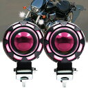 Ygmylandbb バイク フォグランプ 10W イカリング LED ヘッドライト 補助灯 12V 24V ハイライト/ローライト/高速点滅 汎用 2個セット