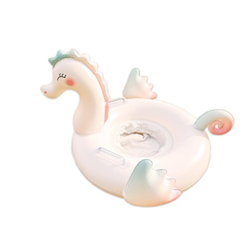 MILASIC 浮き輪 子供 ベビー うきわ 取っ手付き 足入れ スワン シーホース 日除けあり シェード付 フロート ナチュラル 白鳥 たつのおとしご 座れる 浮き具 水遊び プール 水泳 海 ビーチ(3)