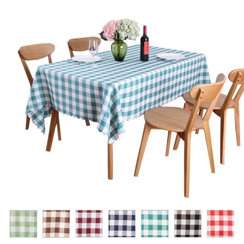 Jixin4you テーブルクロス テーブルカバー 食卓カバー 速乾 洗える オシャレ 素敵 きれい 格子縞 長方形 レストラン ホテル 北欧 厚手 柔らかい ダークグリーン約1.4*2.0m