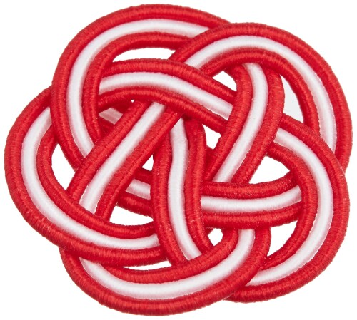 水引紐3本の梅結び 200個入 ゴム紐無し 梅の色:赤白赤 200個