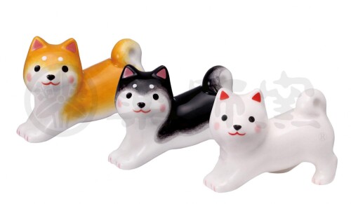 中外陶園 薬師窯 わんこ日和柴犬箸置きセット のびトリオ