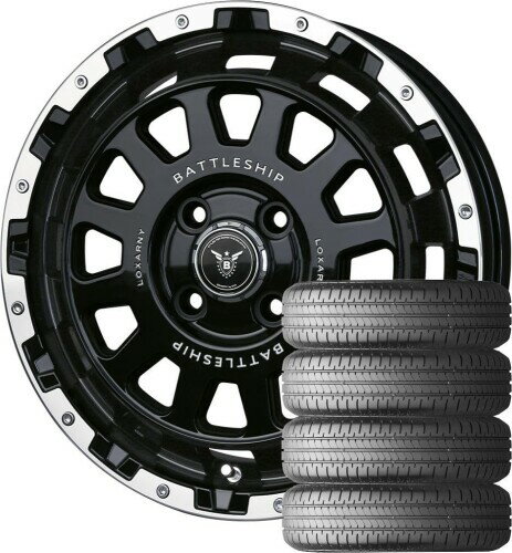 ロクサーニ バトルシップ NEO (14×4.5J 4-100 +45) グロスブラック/リップポリッシュ + BRIDGESTONE(ブリヂストン) NEWNO 155/65R14