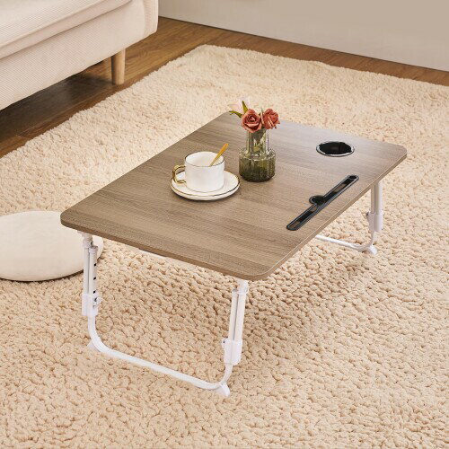 VECELO 折りたたみテーブル 机 ローテーブル ミニテーブル コンパクト 省スペース 高さ調整 3段階(26.7..