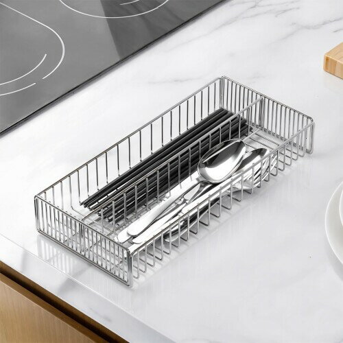 Toski カトラリーケース 18-8ステンレス製 水切りかご 防水 錆びにくい 箸入れ 仕切り板付き 分類収納 丈夫 食洗機対応 多機能 水切りラック 錆びにくい 防カビ 省スペース キッチン用品