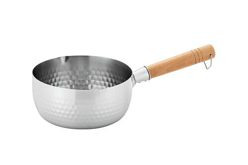 ステンレス雪平鍋 18cm IHガス対応 天然木製ハンドル