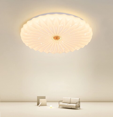 YOULIN LED シーリングライト 心に咲く蓮の花 星空効果8畳-10畳 3200lm 調光タイプ 照明器具 3段階調色 電球色 昼光色 昼白色 天井照明 リビング 居間 食卓 寝室 子供部屋 廊下 おしゃれ 室内照