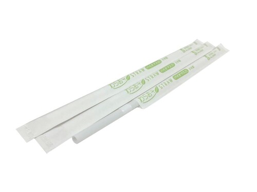 シバセ工業 ストロー わらおstrawバイオマス25 フレックス 紙包装 500本 約[ファイ]6mm×21cm 日本製 白 B451
