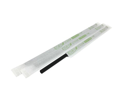 シバセ工業 ストロー わらおstrawバイオマス25 ストレート 紙包装 500本 約[ファイ]6mm×21cm 日本製 黒 B468