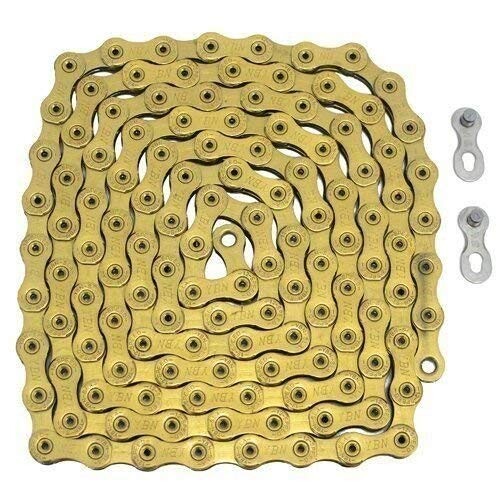 YBN 12 Speed Chain 126 Link With Power Lock, Gold #ST1449 Spec.: 1/2”x11/128” Compatible with all SRAM 12 speed drivetrains 126 links OEM package (This item is exactly as pictured and does not include retail package) Content: 1 pc/pack 説明 SLA Supeior Lubricating Aid series. The YBN SLA1210 12 Speed chain has a Ni-PTFE Teflon coating for less friction, smooth running, low noise and easy cleaning. Hollow DHA Chromium Carbide pin for extra strength and light weight. The Durability of the SLA series are upgraded 200% by these characteristics. SLA Superior Lubricating Aid series chains only need light lubrication as a result. Compatible with all 12 speed drivetrains. - Hollow pins to reduce weight - Spec.: 1/2”x11/128” - Compatible with all SRAM 12 speed drivetrains - Includes reusable Quicklink - 126 links - Color: Gold (as pic. shown) - Weight: Approx. 268g - OEM package (This item is exactly as pictured and does not include retail package) Content: 1 pc/pack 商品コード62068090866商品名YBN 12 Speed Chain 126 Link With Power Lock, Gold #ST1449型番126 Link※他モールでも併売しているため、タイミングによって在庫切れの可能性がございます。その際は、別途ご連絡させていただきます。※他モールでも併売しているため、タイミングによって在庫切れの可能性がございます。その際は、別途ご連絡させていただきます。