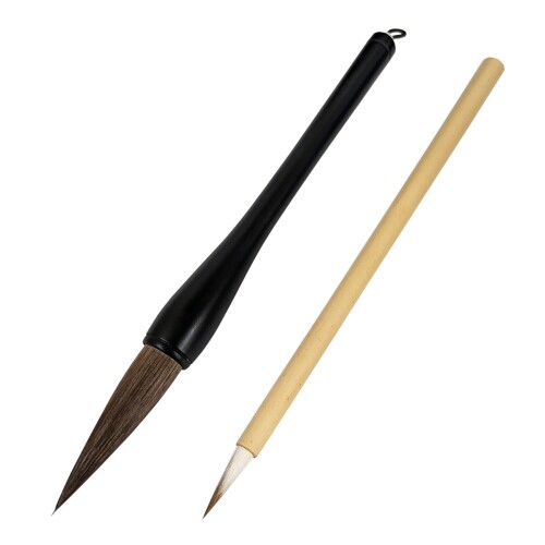 エコール教材 書初め筆セット 書初め筆 太筆7号兼毫筆細筆セット ベージュ