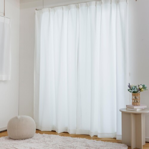 カーテン研究所 幅100cm x丈148cm 2枚組 遮像 遮熱 保温 紫外線 透けにくい 節電 省エネ 紫外線 対策 洗える アジャスター フック付き シンプル