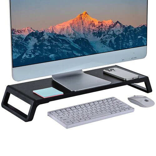 VECELO モニター台 完成品 幅55×奥行21×高さ7.5cm 組立不要 パソコン台 滑り止め キーボード マウス収納 卓上収納 目線が上がる 姿勢改善 安定性 猫背防止 机上台 ワーク対策 整理整頓 テレ
