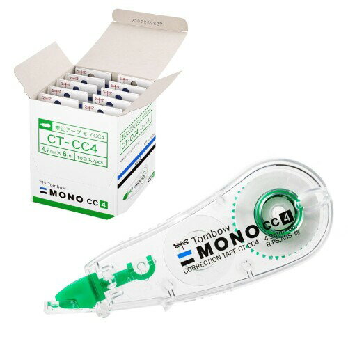 トンボ鉛筆 修正テープ 4.2mm MONO モノCC (ミニサイズ・高密着テープ) 使い切りタイプ 6m 10個 CT-CC4-10P