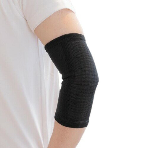 BS岩盤浴 ひじ サポーター ブラックシリカ加工 遠赤外線 1枚入り (L,ブラック) 6729-B-A