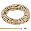 PATIKIL ファブリック布カバーラウンドワイヤー 10 M 18AWG 2コア ヴィンテージ編み電気コード ペンダントライトDIYプロジェクト用 ベージュ