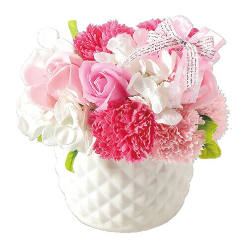 ポピー名古屋 ソープフラワー シャボンフラワー 造花 ギフト プレゼント ブーケポット バラ 陶器 約17c..