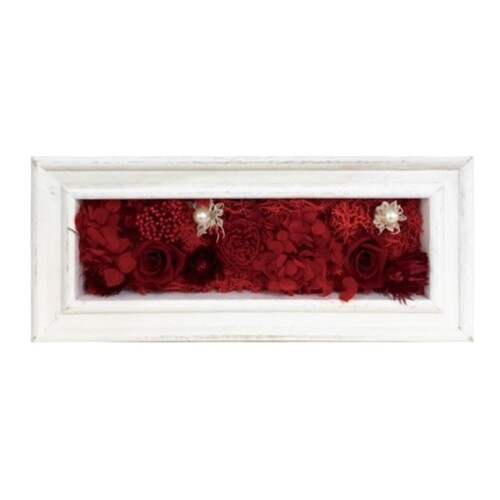 キューフラ(Q-FLA) アレンジ ロングフレーム プリザーブドフラワー ホワイト レッド 母の日 ギフト 贈り物 813283