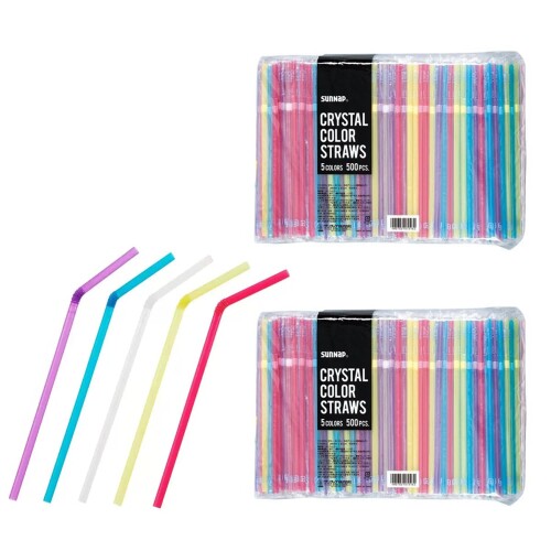 サンナップ 曲がる カラーストロー 個包装 1,000本入(500本×2パック) [ファイ]6×210mm