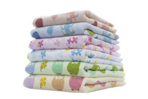 Kosugizen フェイスタオル まいにちプリントタオル スマイル 3柄2色×1枚入 34×80cm 乾きやすい薄手タイ..