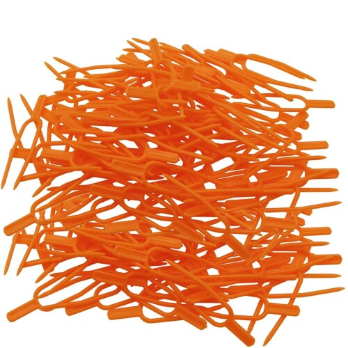 MiniMood園芸用固定フォーク 500本入 オレンジ プラスチック製 つる植物サポートクリップ (6.6×1.7cm) ..