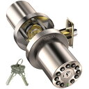 iulock 防水電子ドアノブ キーパッドとキー付き オートロック サテンニッケル 50コード オフィス/倉庫/寝室/ガレージに使いやすく取り付け簡単