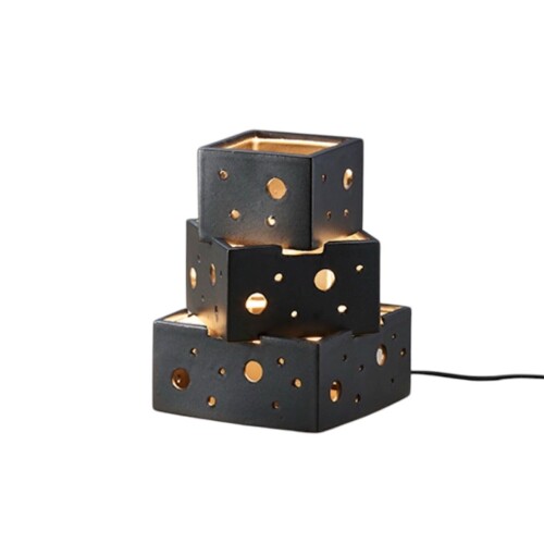 大光電機 DAIKO LEDスタンドライト 土ライト ランプ付 LEDユニットフラット形（径70mm）4.6W（Gx53）・広角形×1灯 電球色2700K 中間スイッチ付 コンセント接続 ハンドメイド 陶器 黒鉄色 TU-0023