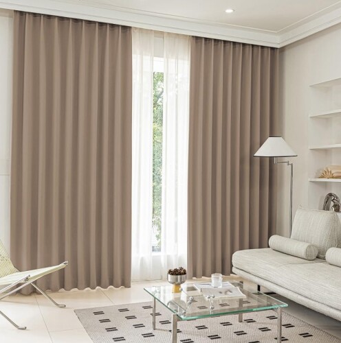 シーフィールド 1級遮光カーテン 2枚セット 幅100×丈110cm モカブラウン 遮熱 断熱 防音 UVカット 保温 洗濯機OK 選べる19色 120サイズ D-1