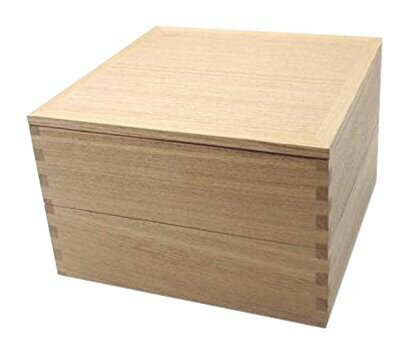 松屋漆器店 白木塗タモ製5.0寸二段重内朱