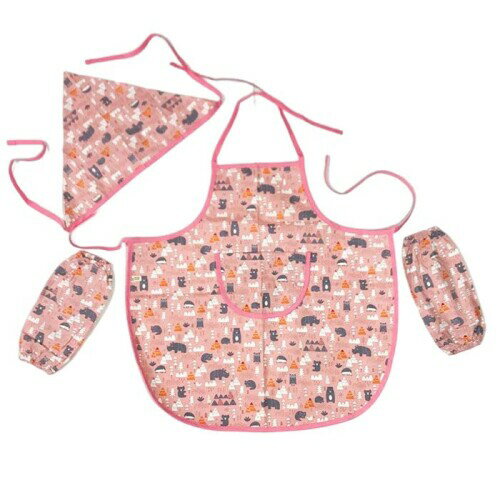 (シェリーミミ) 子供用エプロン 三角巾 アームカバー 3点セット アニマルピンク 90cm〜120cm用S20405406ONE SIZE S204054 アニマル ONE