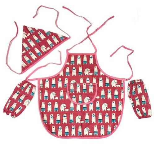 (シェリーミミ) 子供用エプロン 三角巾 アームカバー 3点セット シロクマピンク 90cm〜120cm用S20405409ONE SIZE S204054 シロクマ ONE