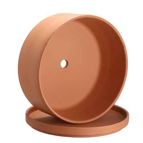 BSTKEY 多肉植物の植木鉢 サボテン 鉢 素焼き鉢 植木鉢 陶器鉢 観葉植物鉢 オシャレ 穴付き 受け皿付き ガーデン用品 10インチ レッド 24.5*24.5*11.6CM