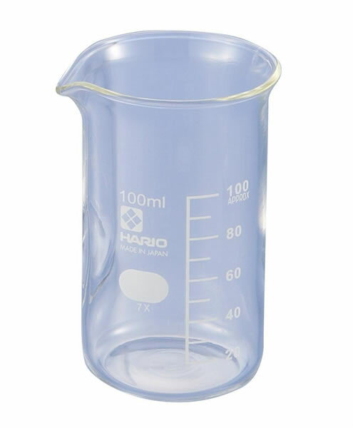 ＜仕様＞ 材質：硼珪酸ガラス(JIS R 3503準拠 ハリオ-32) 容量：100mL 胴外径×全高：50φ×90mm 目盛：10mL 入数：1