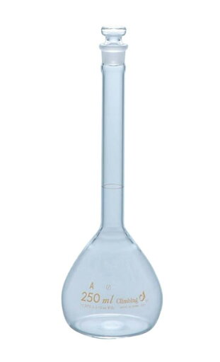 メスフラスコ ガラス栓付 透明 250mL メスフラスコ ガラス栓付 透明 250mL
