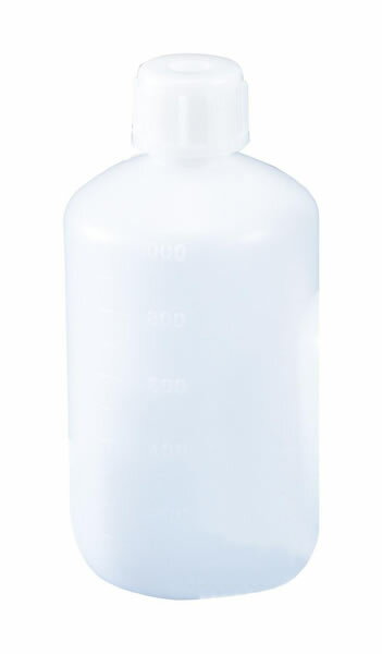 ●高密度ポリエチレン容器で、肉厚のキャップで優れた密閉性を実現しました。 ＜仕様＞ 材質： 　　　本体・蓋：HDPE 　　　中栓：LDPE 目盛入 容量：1000mL 目盛：100mL 胴径×全高：99φ×202mm 口内径：23mm 入数：1