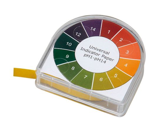 ●必要な長さにカットして使えるロールタイプのpH試験紙です。 ●ディスペンサーにカラーチャートが付いています。 ＜仕様＞ 測定範囲：pH1〜14 巾：7mm 長さ：5m 入数：1