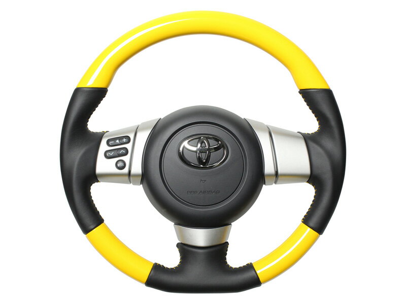 [REAL]GSJ15W FJクルーザー(H22/11〜H30/1)用レアルステアリング_イエロー(イエローステッチ)［オリジナルシリーズ]