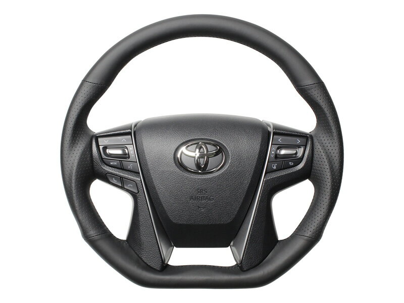 [REAL]210系 クラウンマジェスタ・ハイブリッド(H25/9〜H30/4)用レアルステアリング_オールレザー_Dシェイプ［プレミアムシリーズ］