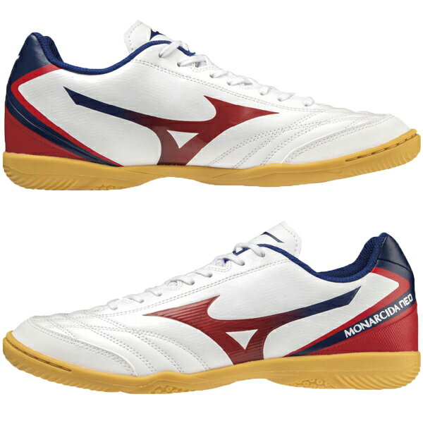 ▼SPEC 【種別】 フットサルシューズ 【メーカー名】 ミズノ(mizuno) 【カラー】 ホワイト×レッド 【アッパー】 人工皮革、合成繊維 【アウトソール】 ゴム底 【特徴】 軽量、柔軟、素足感覚のフットサル専用モナルシーダ。ワイドフィット採用モデル ウイズ：3E相当