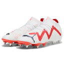 ▼SPEC 【種別】 サッカースパイク 【メーカー名】 プーマ（puma） 【割引率】 --%OFF 【カラー】 プーマホワイト×プーマブラック×ファイヤーオーキッド 【アッパー】 合成繊維、合成樹脂 【アウトソール】 合成底 【特徴】 フューチャーシリーズのMIXスタッド仕様トップモデル ・軽量のエンジニアードメッシュアッパーがクッション性、安定感、フィット感を生み出す ・新しくなったFUZIONFITが快適な履き心地と柔軟性に貢献 ・アッパー外側にPWRTAPEを配し、軽量ながらも安定感やいサポート力を発揮 対応グラウンド：天然芝〇、人工芝×、土× 価格について：メーカー希望小売価格はメーカーサイトに基づいて掲載しています。メーカーサイトの該当ページ