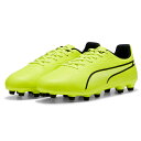 ▼SPEC 【種別】 サッカースパイク 【メーカー名】 プーマ（puma） 【カラー】 エレクトリックライム×プーマブラック 【アッパー】 人工皮革、合成繊維、合成樹脂 【アウトソール】 合成底 【特徴】 KINGのワイドラスト仕様エントリーモデル ・アッパーは柔軟な人工皮革を採用 ・日本のプレーヤーの為に開発された耐久性に優れるアウトソールを採用