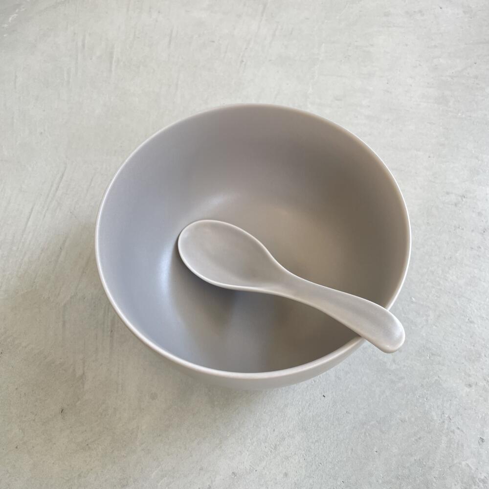 Rakuten - わんなり 16丼 薄灰 丼ぶり 16cm 美濃焼 蓮華 レンゲ 17cm 陶器 陶器レンゲ ラーメン丼 かつ丼 中華丼 シンプルな器