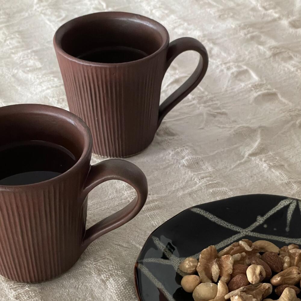 益子焼 リネンストレートマグ マット Kinari ココアグレー アースブラウン マグカップ コーヒーカップ ティーカップ 陶器カップ ナチュラル