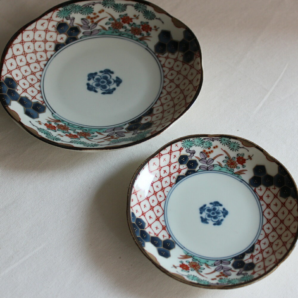 Rakuten - 染錦古伊万里 間取錦草花 小皿 中皿 12cm 16cm 和食器 美濃焼 正月 おばんざい