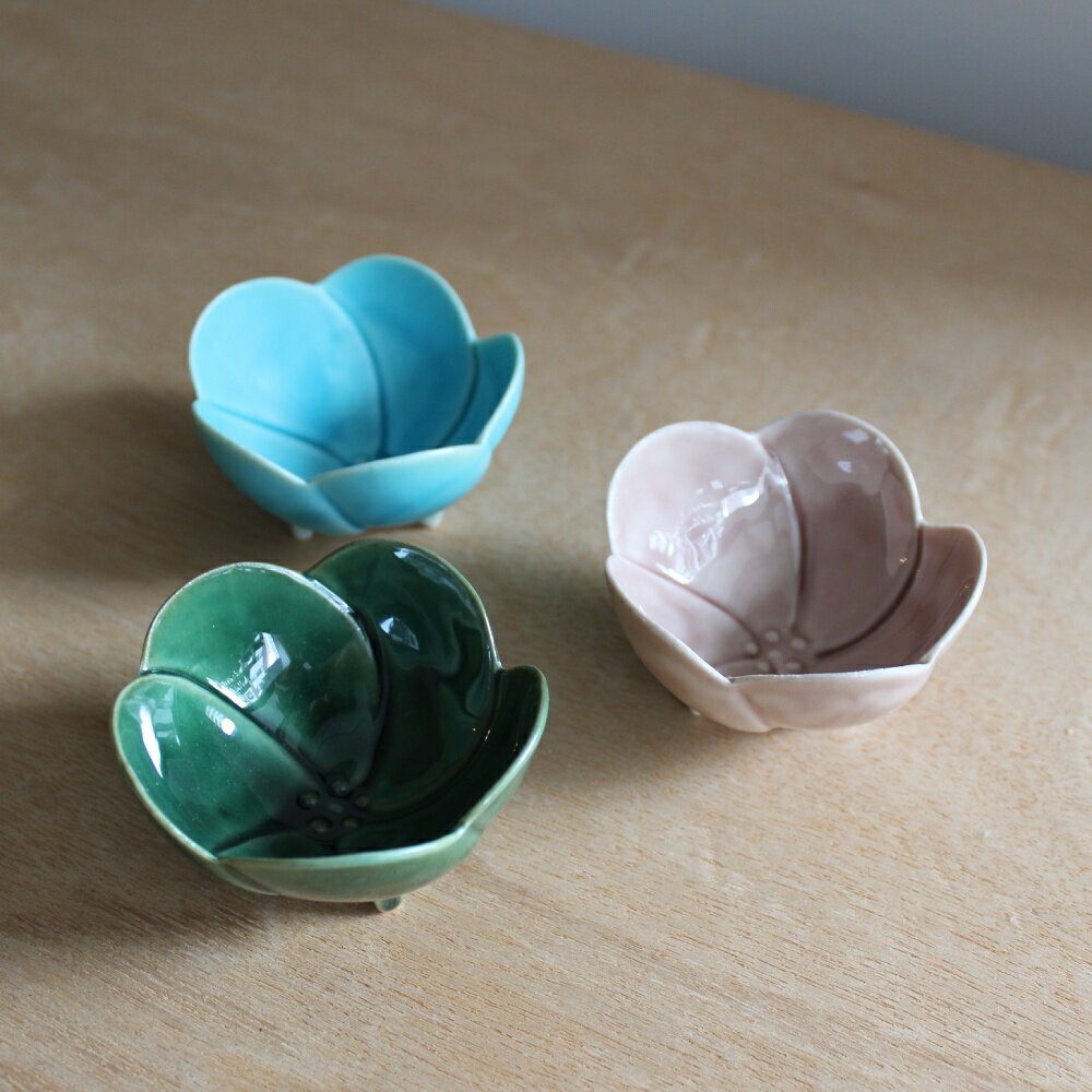 Mino Ware - 【3色展開】美濃焼 花小付 トルコマット 織部 ローズピンク 7cm 小皿 小鉢 花形小鉢 花形小付 和食器