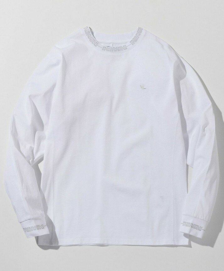 Rakuten - 1PIU1UGUALE3 RELAX(ウノピゥウノウグァーレトレ リラックス) ダブルロゴラインロングTシャツ UST-25106 ホワイト 長袖 プリント 刺繍 鶴
