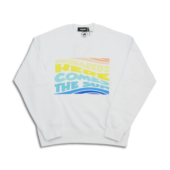 DSQUARED2 ディースクエアード S71GU0659 D2 Cool Sweatshirt ホワイト メンズ プリント スウェット D2 トレーナー ブランドロゴ レギュラーフィット 2024年春夏 正規品 送料無料