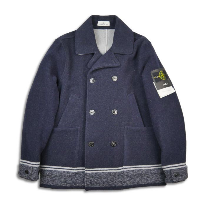 ストーンアイランド 29%OFF STONE ISLAND ストーンアイランド 731541852 Panno Jacquard ネイビー メンズ アウター コート ウール ピーコート ミリタリーブランケット 送料無料 返品 返品・交換不可