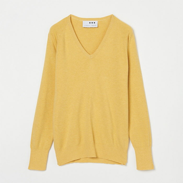 30％OFF three dots スリードッツ HF228Y コットンメランジ スムースプルオーバー Vネック ニット yellow leaves ice floe dress blue オールシーズン ラグランスリーブ ニット レディース 2023年秋冬 送料無料