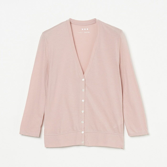 three dots スリードッツ KD7003Y Jersey colette cropped cardigan ジャージー コレット クロップドカーディガン soft mauve クロップド丈 ニットカーディガン Vネック レディース 2024年春夏 送料無料